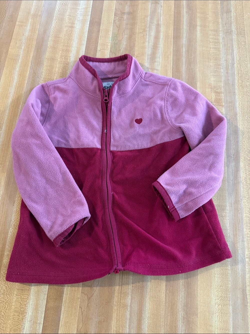 OshKosh B'gosh Two-Tone Pink Heart Zip Fleece Jacket